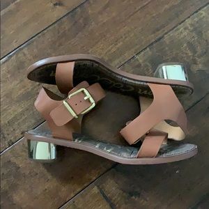 San Edelman Trina gold heel leather sandal